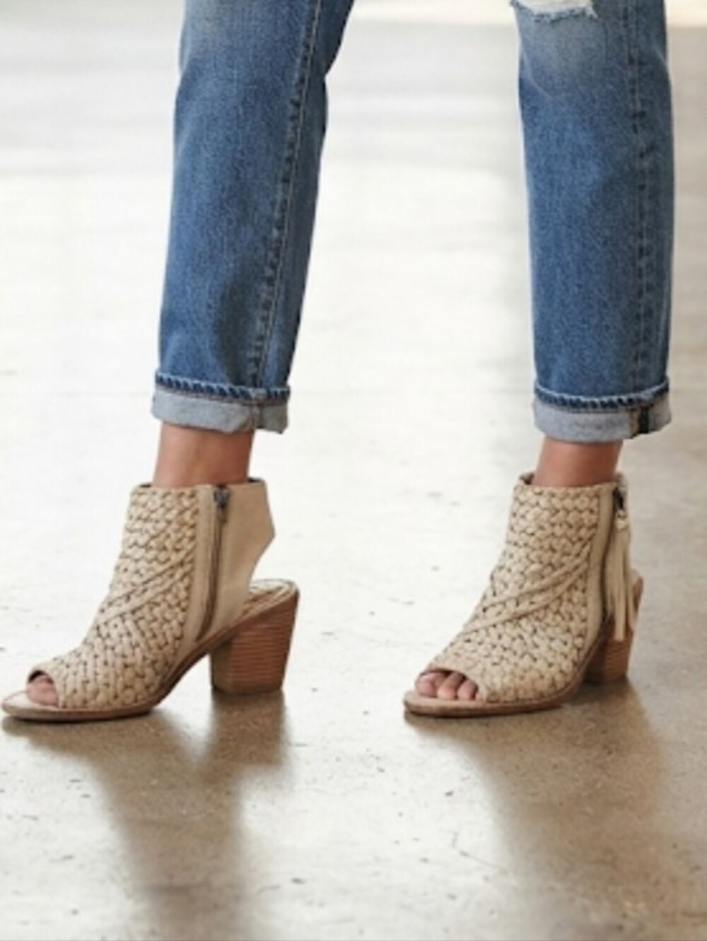 Sam Edelman Womens Interwoven Ankle Leather Peep open toe heels shoes sz 6